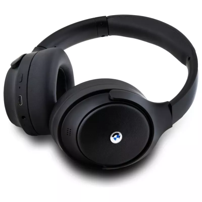 BMW cez uši Bluetooth slúchadlá s aktívnym potlačením hluku, čierne, kovové logá