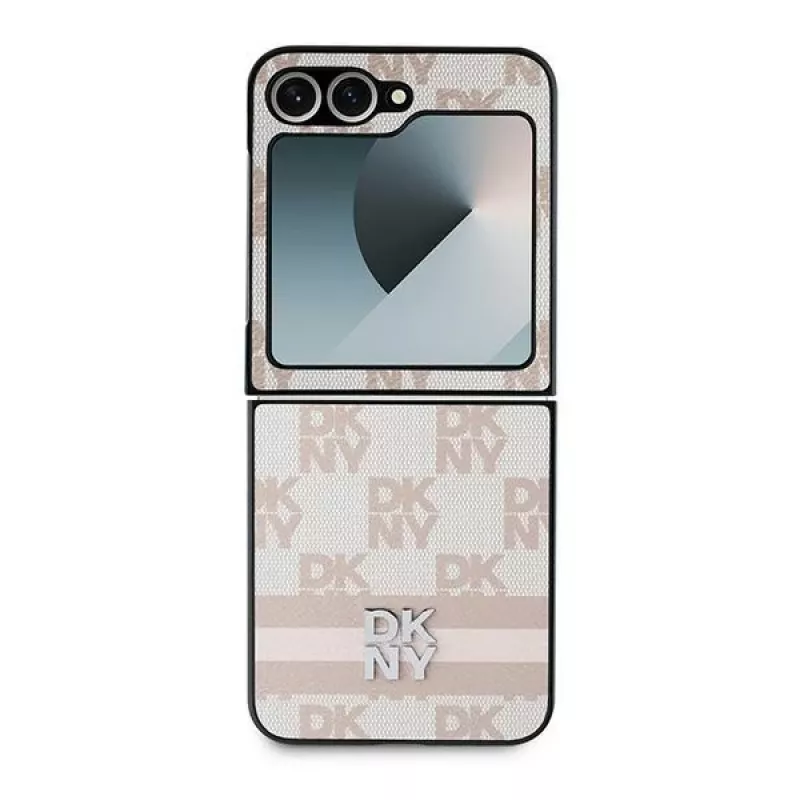 DKNY DKHCZF6PCPTSSP ochranné puzdro pre Samsung Galaxy Z Flip 6 - ružový kárový vzor s pruhmi