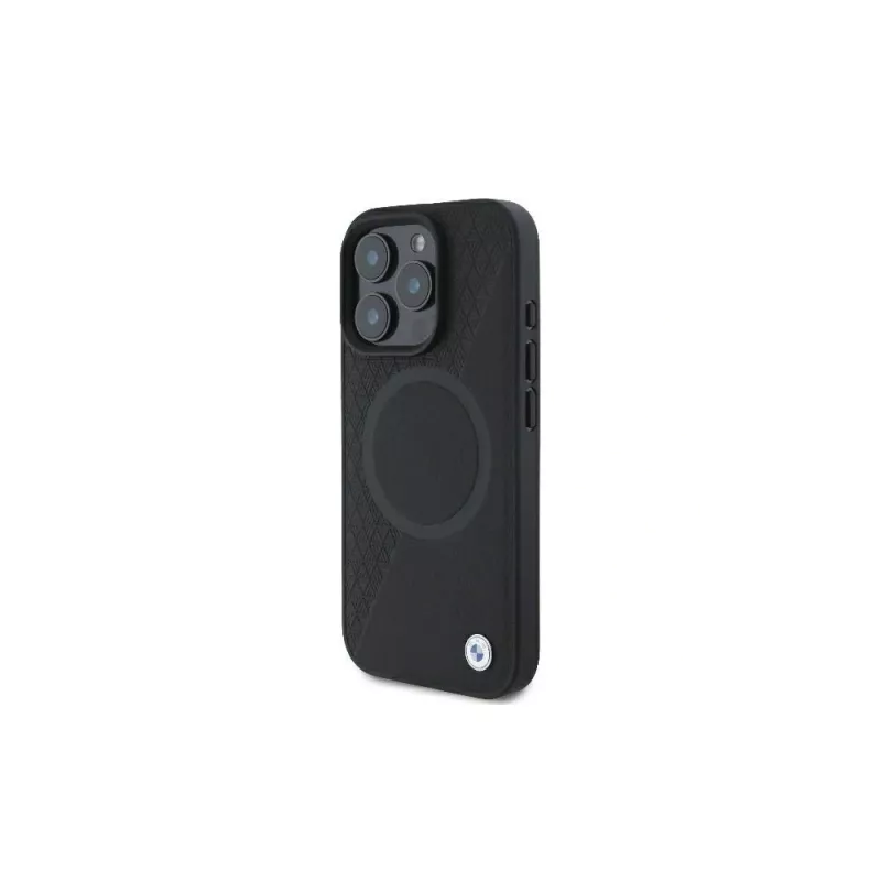 BMW BMHMP16L23RTPK iPhone 16 Pro 6,3 čierne pevné puzdro Sign Leather Half Textured And Circle MagSafe