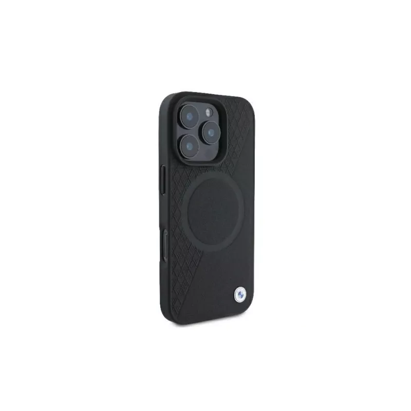 BMW BMHMP16L23RTPK iPhone 16 Pro 6,3 čierne pevné puzdro Sign Leather Half Textured And Circle MagSafe