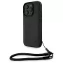 BMW Signature Leather Wordmark Cord pevné puzdro pre Apple iPhone 16 Pro 6,3 palca - čierne