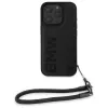 BMW Signature Leather Wordmark Cord pevné puzdro pre Apple iPhone 16 Pro 6,3 palca - čierne
