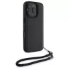 BMW Signature Leather Wordmark Cord pevné puzdro pre Apple iPhone 16 Pro 6,3 palca - čierne