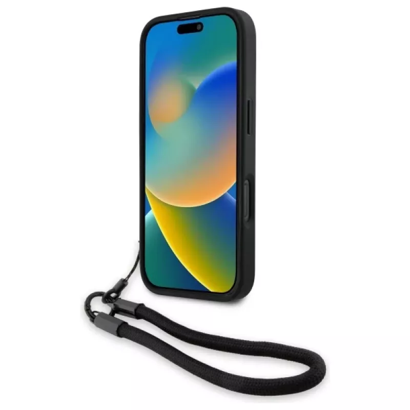 BMW Signature Leather Wordmark Cord pevné puzdro pre Apple iPhone 16 Pro 6,3 palca - čierne