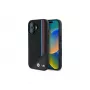 BMW M Meshed Tricolor Stripes MagSafe pevné puzdro pre iPhone 16 6,1 palca čierne