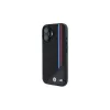 BMW M Meshed Tricolor Stripes MagSafe pevné puzdro pre iPhone 16 6,1 palca čierne