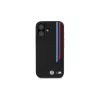 BMW M Meshed Tricolor Stripes MagSafe pevné puzdro pre iPhone 16 6,1 palca čierne