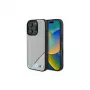 BMW M Perforated Tricolor Line pevné puzdro pre Apple iPhone 16 Pro 6,3 palca sivé MagSafe