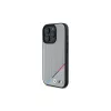 BMW M Perforated Tricolor Line pevné puzdro pre Apple iPhone 16 Pro 6,3 palca sivé MagSafe