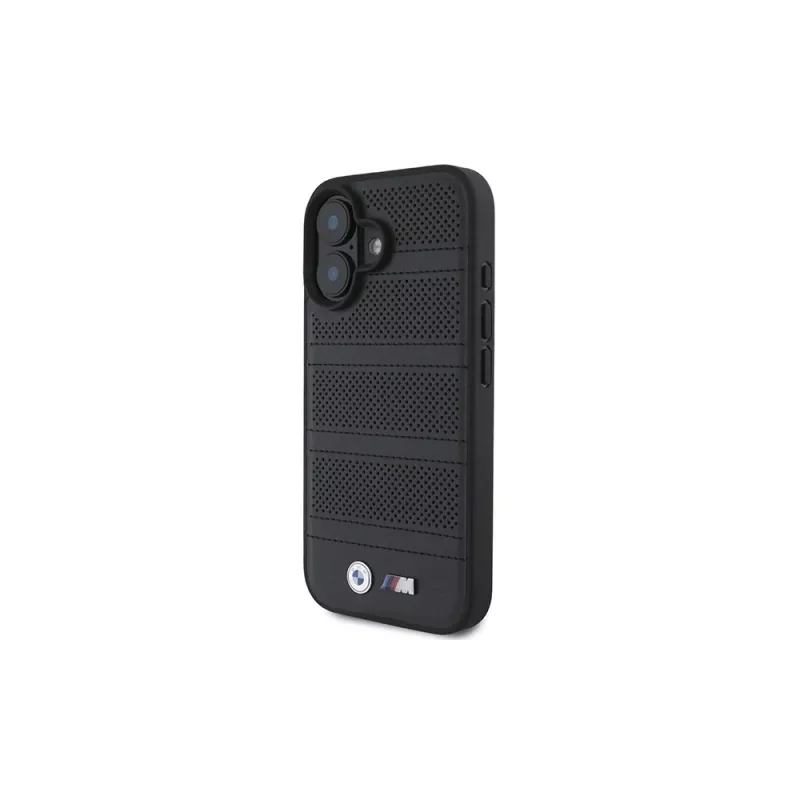 BMW M Collection Perforated and Stitched Line pevné puzdro pre iPhone 16 6,1 palca - čierna