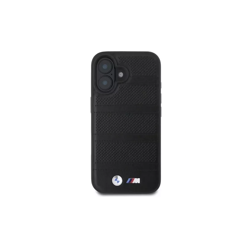 BMW M Collection Perforated and Stitched Line pevné puzdro pre iPhone 16 6,1 palca - čierna