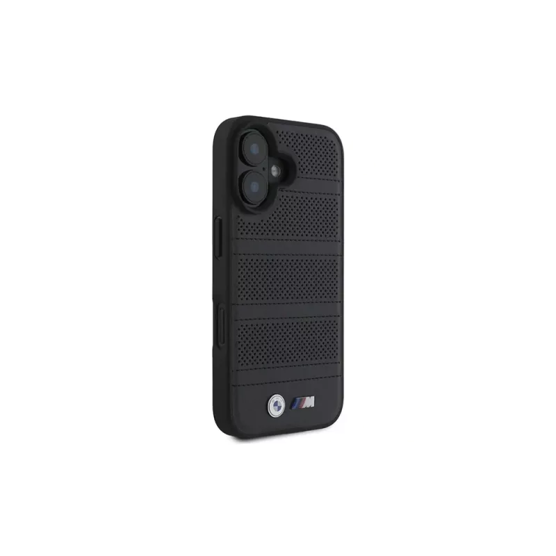 BMW M Collection Perforated and Stitched Line pevné puzdro pre iPhone 16 6,1 palca - čierna