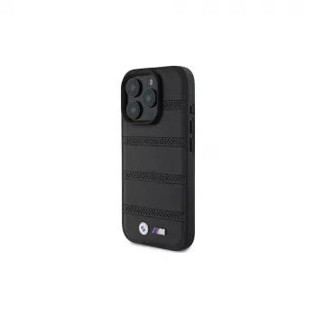 BMW M Perforated And Stitched Line pevné puzdro pre Apple iPhone 16 Pro 6,3 palca čierne MagSafe