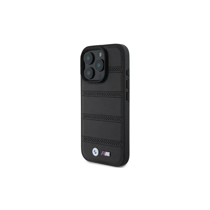 BMW M Perforated And Stitched Line pevné puzdro pre Apple iPhone 16 Pro 6,3 palca čierne MagSafe
