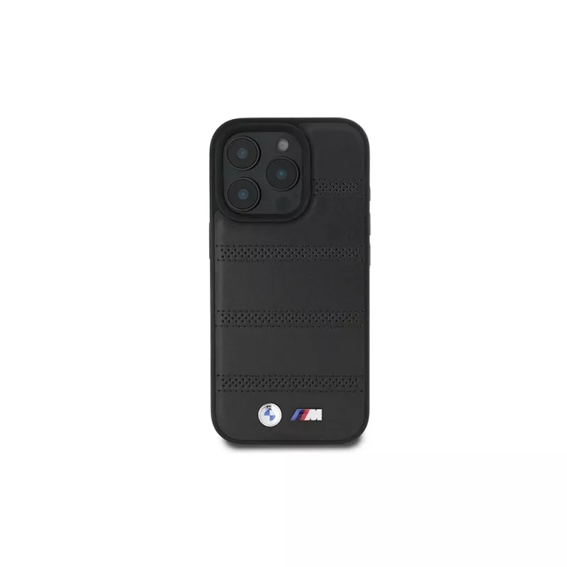 BMW M Perforated And Stitched Line pevné puzdro pre Apple iPhone 16 Pro 6,3 palca čierne MagSafe