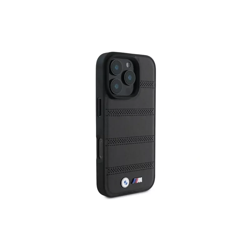 BMW M Perforated And Stitched Line pevné puzdro pre Apple iPhone 16 Pro 6,3 palca čierne MagSafe