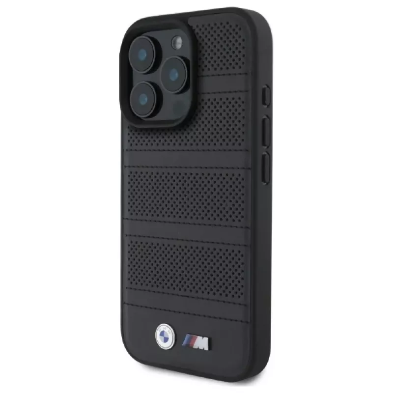 BMW M Perforated And Stitched Line MagSafe pevné puzdro pre iPhone 16 Pro Max 6.9 čierne
