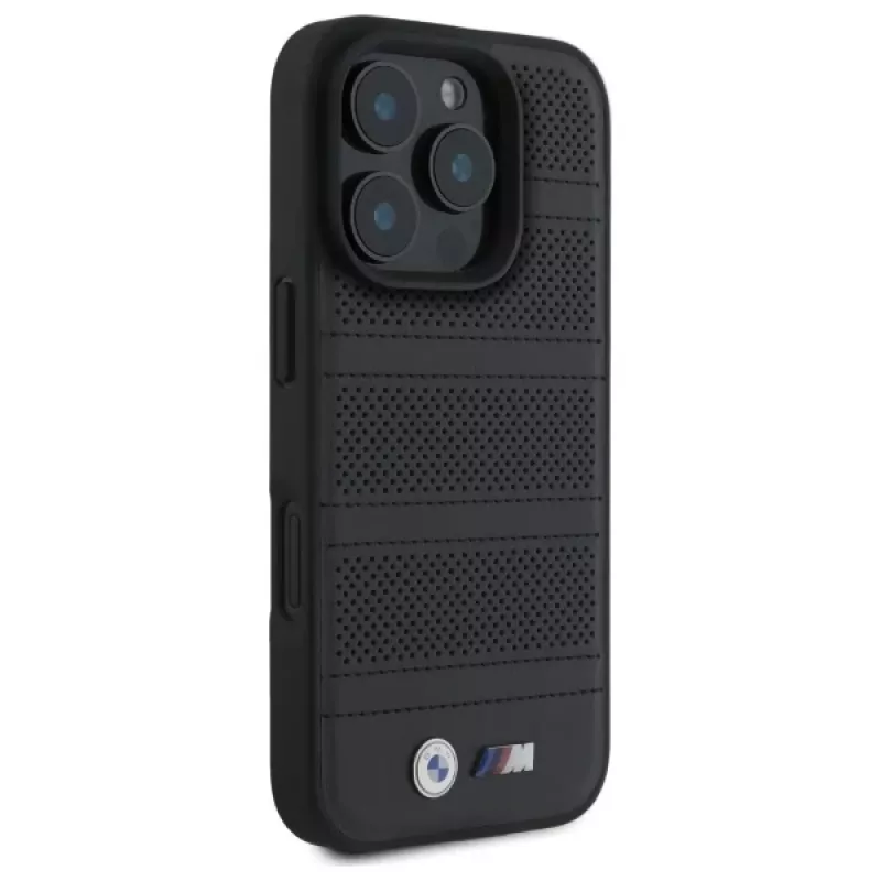 BMW M Perforated And Stitched Line MagSafe pevné puzdro pre iPhone 16 Pro Max 6.9 čierne