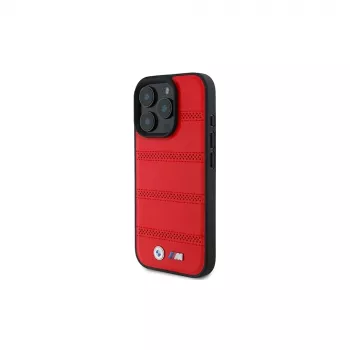BMW M Collection Perforated and Stitched Line pevné puzdro pre Apple iPhone 16 Pro 6,3 palca červená MagSafe