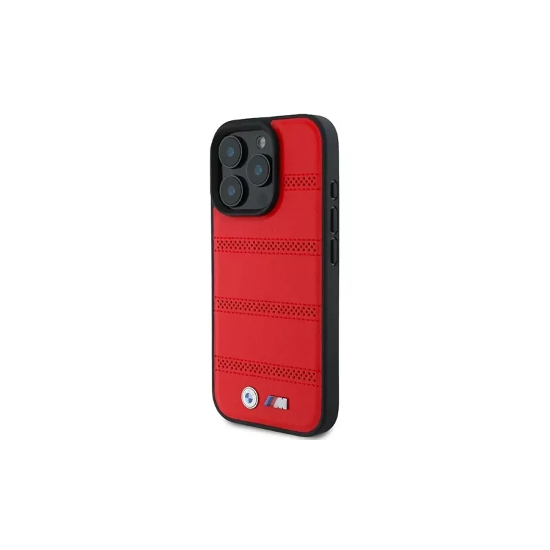 BMW M Collection Perforated and Stitched Line pevné puzdro pre Apple iPhone 16 Pro 6,3 palca červená MagSafe