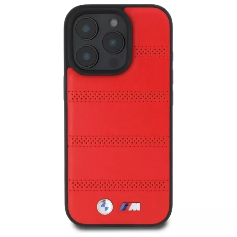 BMW M Collection M Perforated And Stitched Line pevné puzdro pre iPhone 16 Pro Max 6,9 palca červené MagSafe