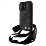 BMW M Edition Carbon Stripe & Strap pevné puzdro pre iPhone 16 6,1 palca - čierne