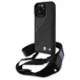 BMW M Edition Carbon Stripe & Strap pevné puzdro pre Apple iPhone 16 Pro Max 6,9 palca čierne