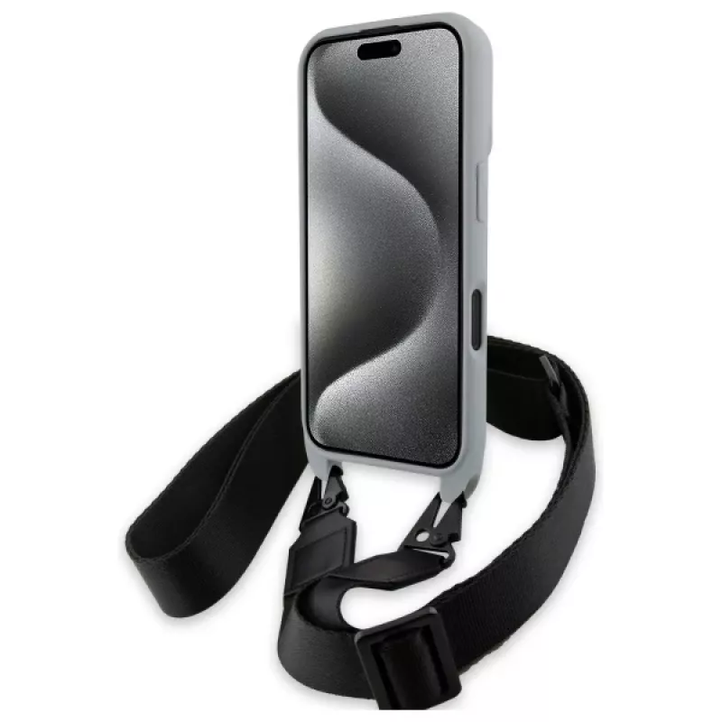 BMW BMHCP16S23PSCCG iPhone 16 6,1 palca sivé pevné puzdro M Edition Carbon Stripe & Strap