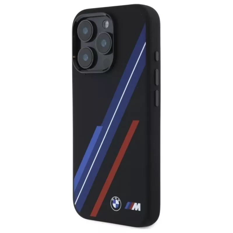 BMW BMHMP16X23SSPK pevné puzdro silikónové MagSafe pre iPhone 16 Pro Max 6,9 palca čierne Random Lines