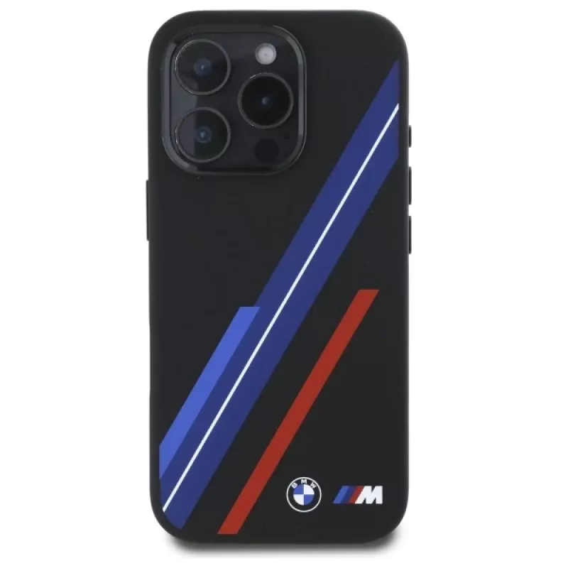 BMW BMHMP16X23SSPK pevné puzdro silikónové MagSafe pre iPhone 16 Pro Max 6,9 palca čierne Random Lines