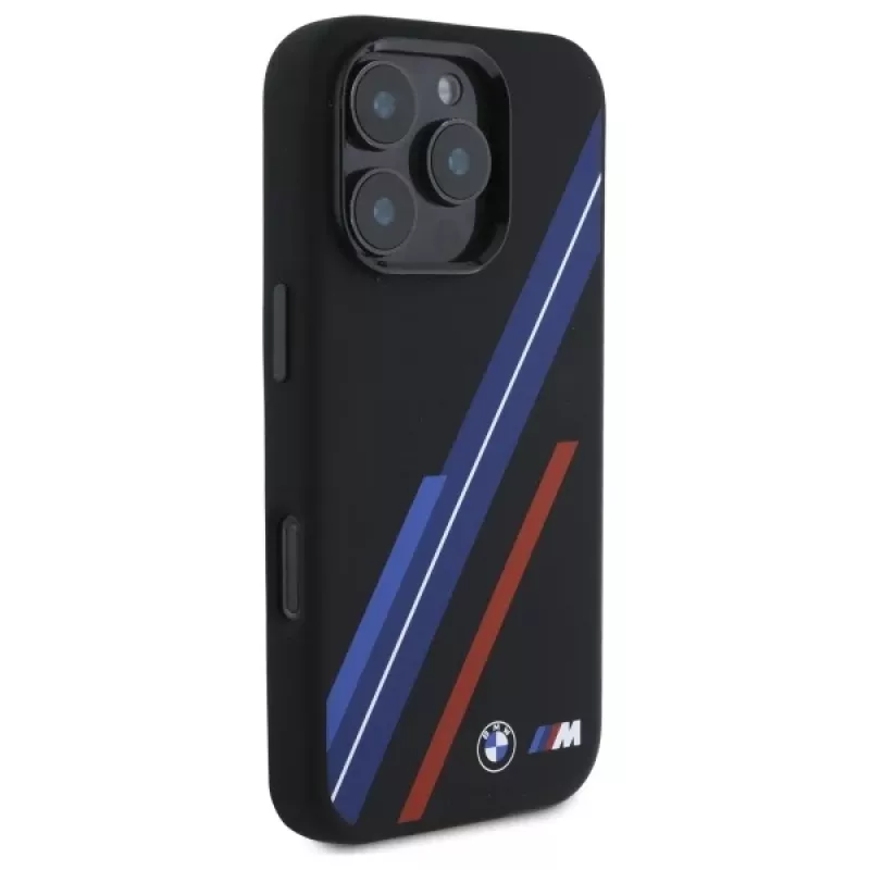 BMW BMHMP16X23SSPK pevné puzdro silikónové MagSafe pre iPhone 16 Pro Max 6,9 palca čierne Random Lines