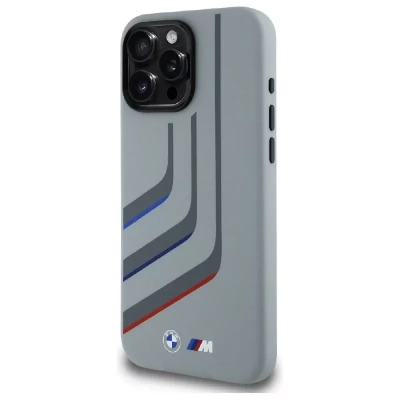 BMW Turning Lines silikónové pevné puzdro pre Apple iPhone 16 Pro Max 6,9 palca sivé MagSafe
