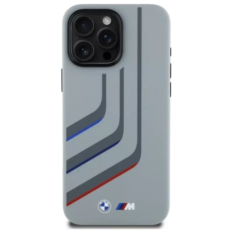 BMW Turning Lines silikónové pevné puzdro pre Apple iPhone 16 Pro Max 6,9 palca sivé MagSafe