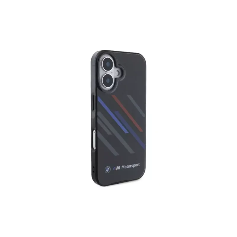 BMW BMHCP16M23HTRAK pevné puzdro pre iPhone 16 Plus 6,7 palca čierne Motorsport IML Random Stripes