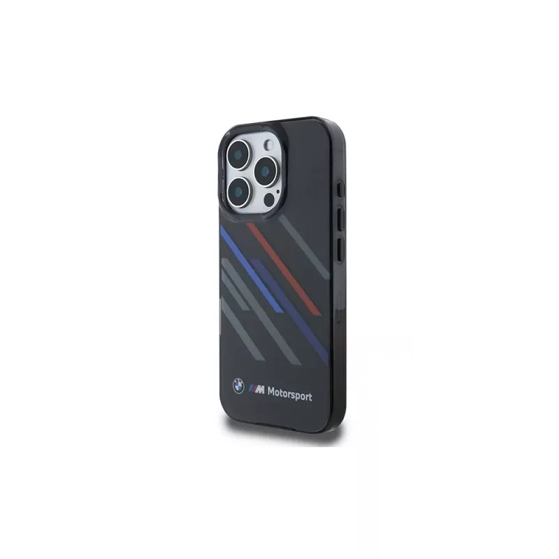 BMW Motorsport IML Random Stripes pevné puzdro pre Apple iPhone 16 Pro 6,3 palca - čierne
