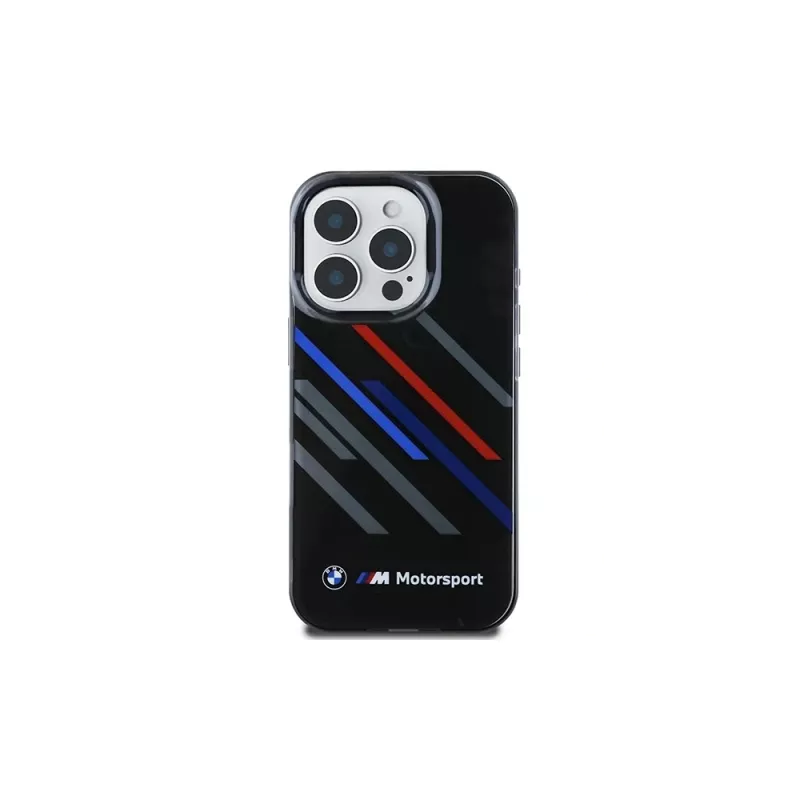 BMW Motorsport IML Random Stripes pevné puzdro pre Apple iPhone 16 Pro 6,3 palca - čierne