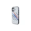BMW pevné puzdro pre iPhone 16 Plus 6,7 palca sivé Motorsport IML Random Stripes