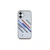 BMW pevné puzdro pre iPhone 16 Plus 6,7 palca sivé Motorsport IML Random Stripes