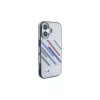 BMW pevné puzdro pre iPhone 16 Plus 6,7 palca sivé Motorsport IML Random Stripes