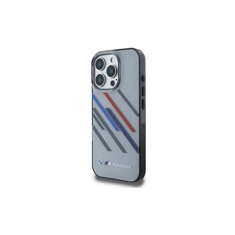 BMW Motorsport pevné puzdro pre iPhone 16 Pro 6,3 palca sivé IML Random Stripes