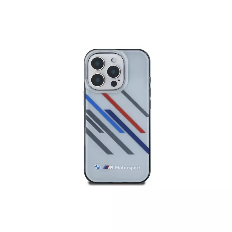 BMW Motorsport pevné puzdro pre iPhone 16 Pro 6,3 palca sivé IML Random Stripes
