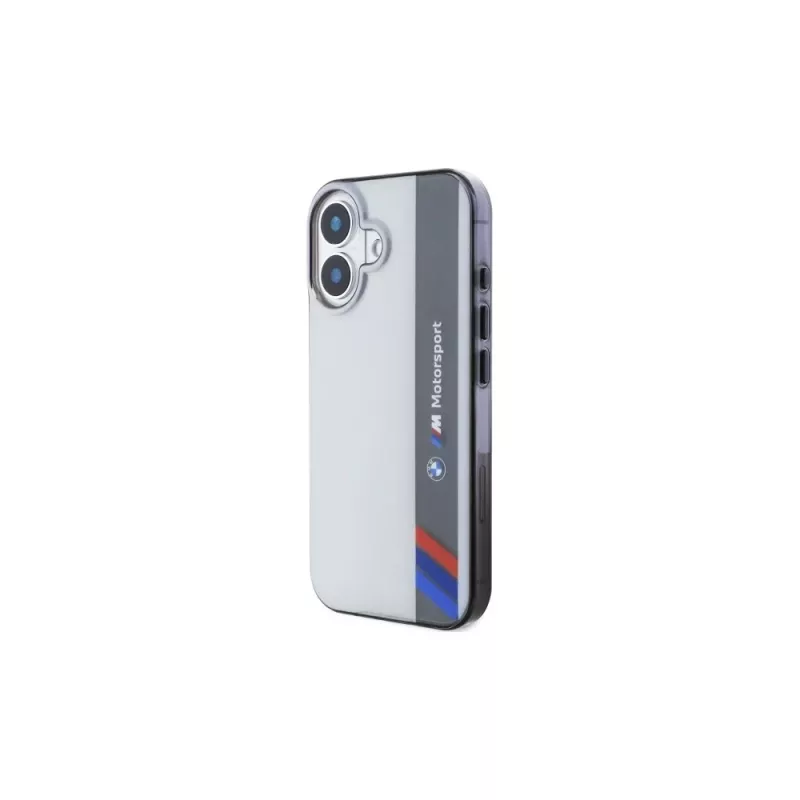 BMW BMHCP16S23HTFEG iPhone 16 6,1 palca sivé pevné puzdro Motorsport IML vertikálne pruhy