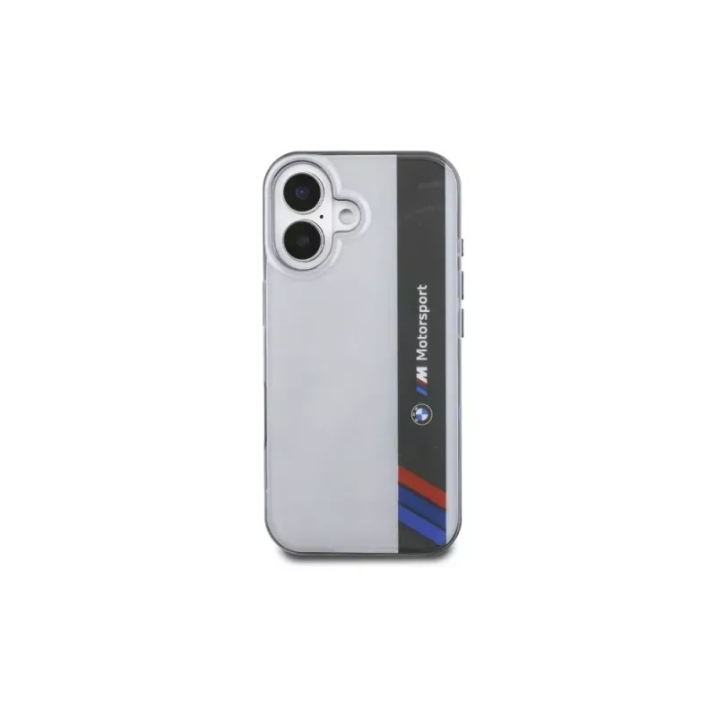 BMW BMHCP16S23HTFEG iPhone 16 6,1 palca sivé pevné puzdro Motorsport IML vertikálne pruhy