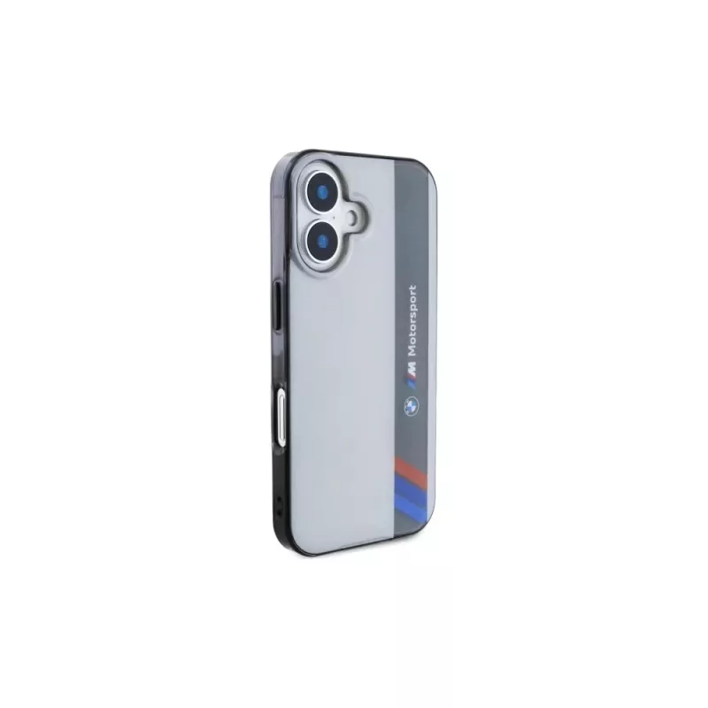 BMW BMHCP16S23HTFEG iPhone 16 6,1 palca sivé pevné puzdro Motorsport IML vertikálne pruhy