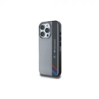 BMW Motorsport pevné puzdro pre Apple iPhone 16 Pro 6,3 palca sivé IML Vertical Stripe