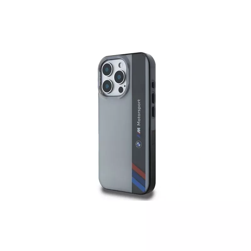 BMW Motorsport pevné puzdro pre Apple iPhone 16 Pro 6,3 palca sivé IML Vertical Stripe