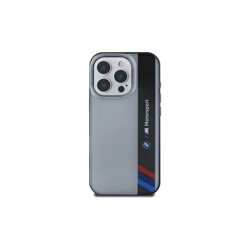 BMW Motorsport pevné puzdro pre Apple iPhone 16 Pro 6,3 palca sivé IML Vertical Stripe