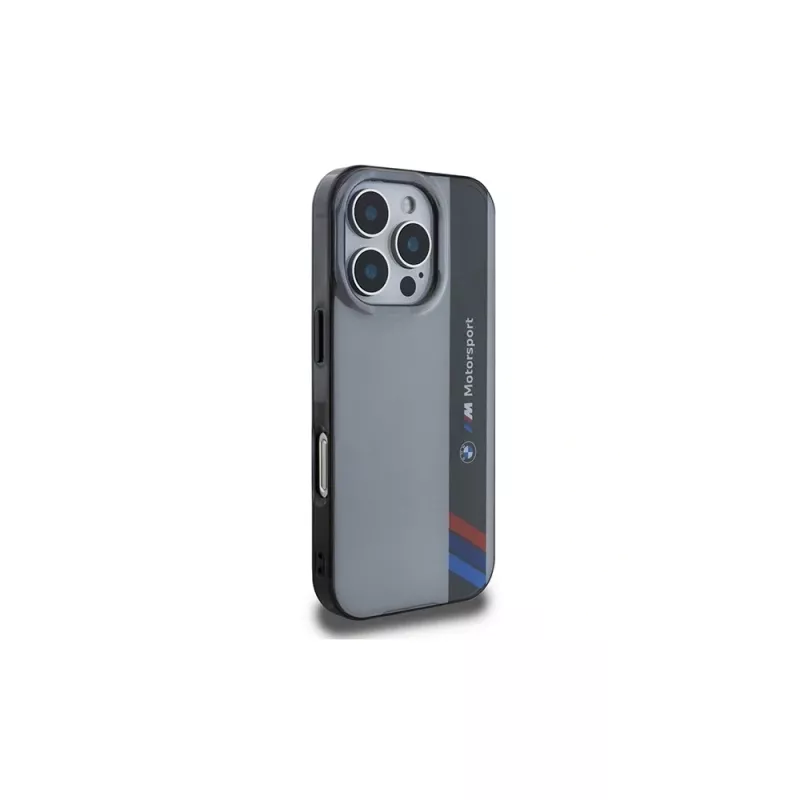 BMW Motorsport pevné puzdro pre Apple iPhone 16 Pro 6,3 palca sivé IML Vertical Stripe