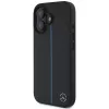Mercedes-Benz MB Blue Line Leather MagSafe pevné puzdro pre Apple iPhone 16 6,1 palca - čierna