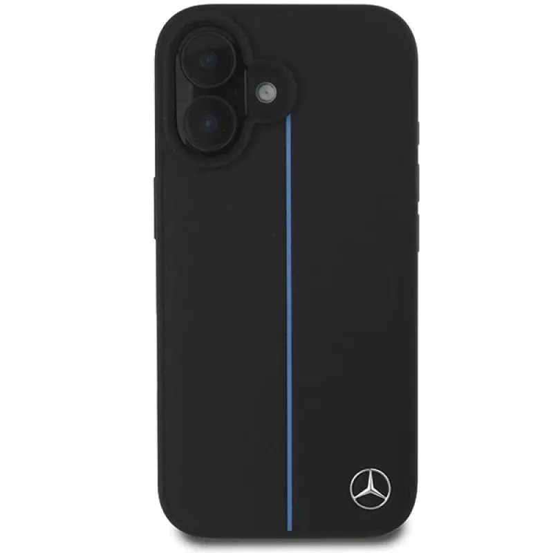 Mercedes-Benz MB Blue Line Leather MagSafe pevné puzdro pre Apple iPhone 16 6,1 palca - čierna